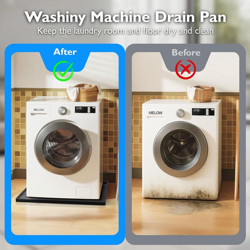 KVRG Washing Machine Drain Pan Silicone mat,Large 26.5" X 26.5" Non-Slip Waterproof Washer Drip Tray, Raised Edge Drip Mat for Under Dryer or Washer, Anti-Vibration,Floor Leak Protector for Laundry Room - Image 4